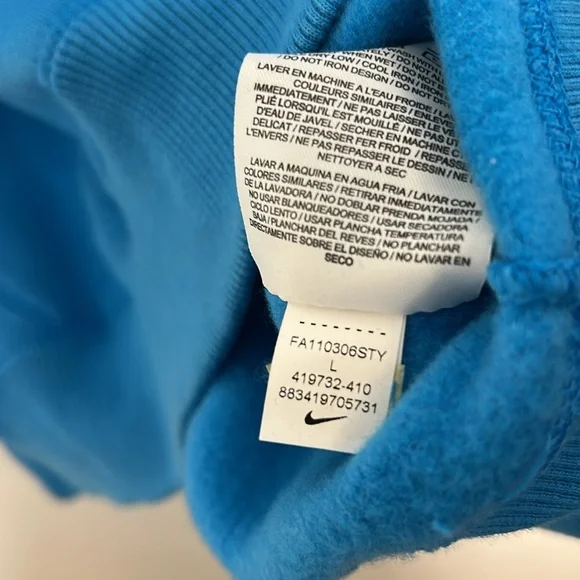 Nike Women’s Blue Retro Hooded Fleece Sweatshirt Size Large - Picture 11 of 11
